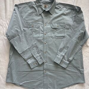 LL Bean Shirt Mens 2XLT Tall Gray Traditional Fit Sunwashed Canvas Button up